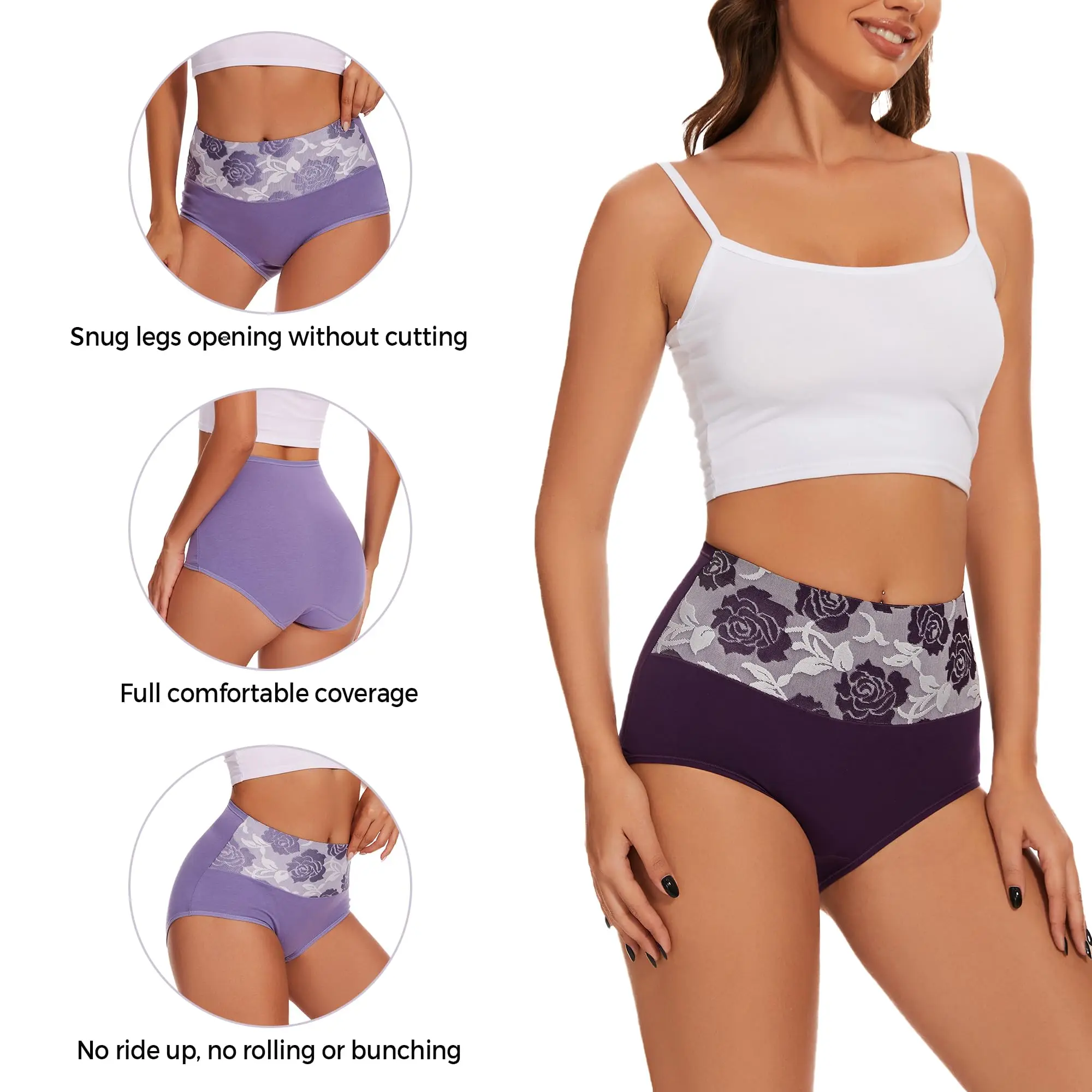 Женское хлопковое нижнее белье размера плюс L-5XL, Трусики с высокой талией, утягивающие живот, трусы с полным покрытием, жаккардовые женские трусики, Multipack