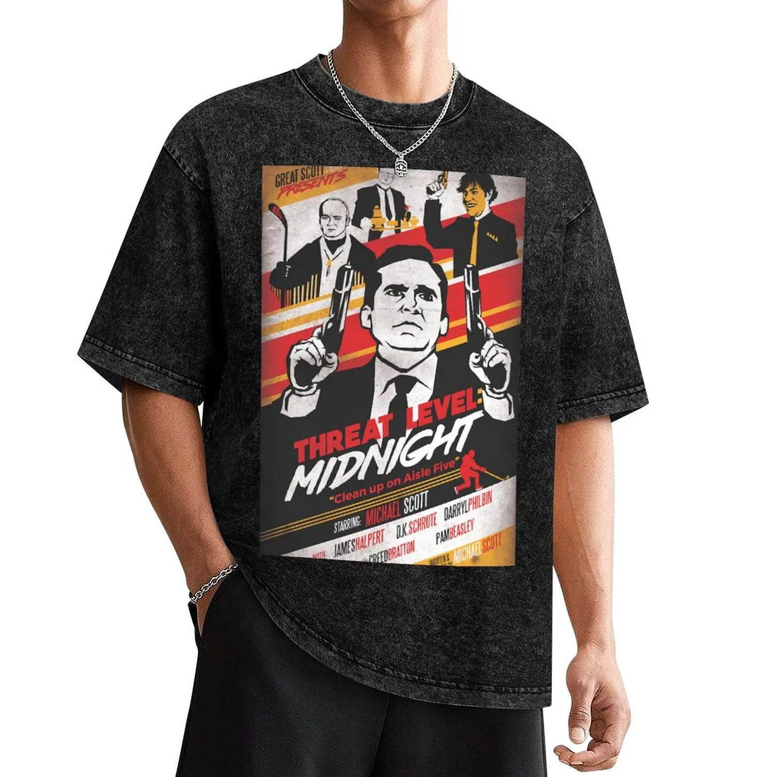 

Threat Level Midnight: Clean up on Aisle Five T-Shirt street wear summer clothes graphic tee shirt blacks clothing for men