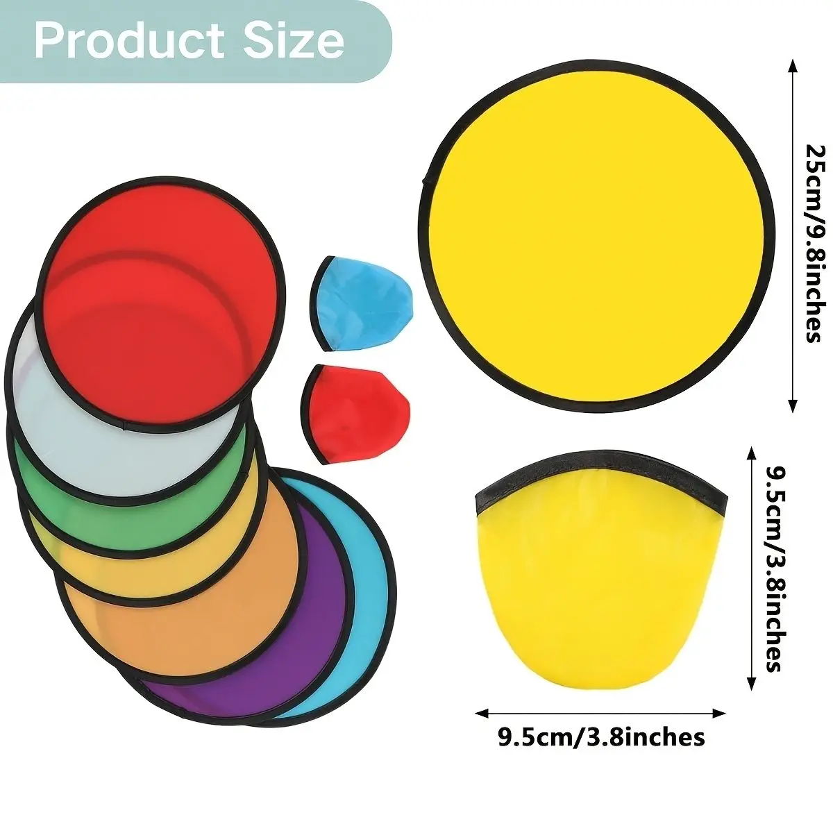 6Pcs Random Color Foldable Flying Disc Fans with Bags 9.8 Inch DIY Handheld Cooling Fan Beach Flying Disc for Summer Outdoor Gam