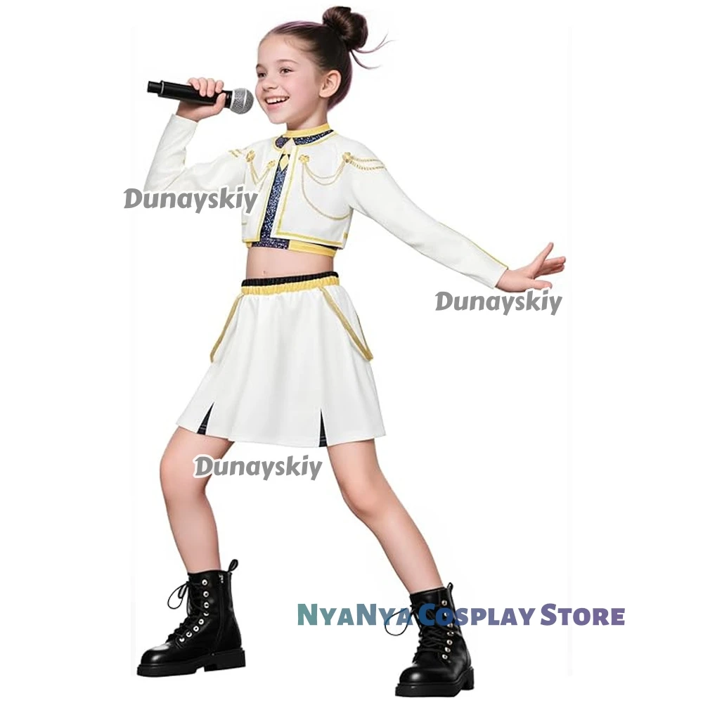 KPop De mon Hunter Girl Group Disfraz Rumi Mira Golden Conjunto de traje de cantante pop con estampado 3D Halloween ktaConjunto completo de Navidad