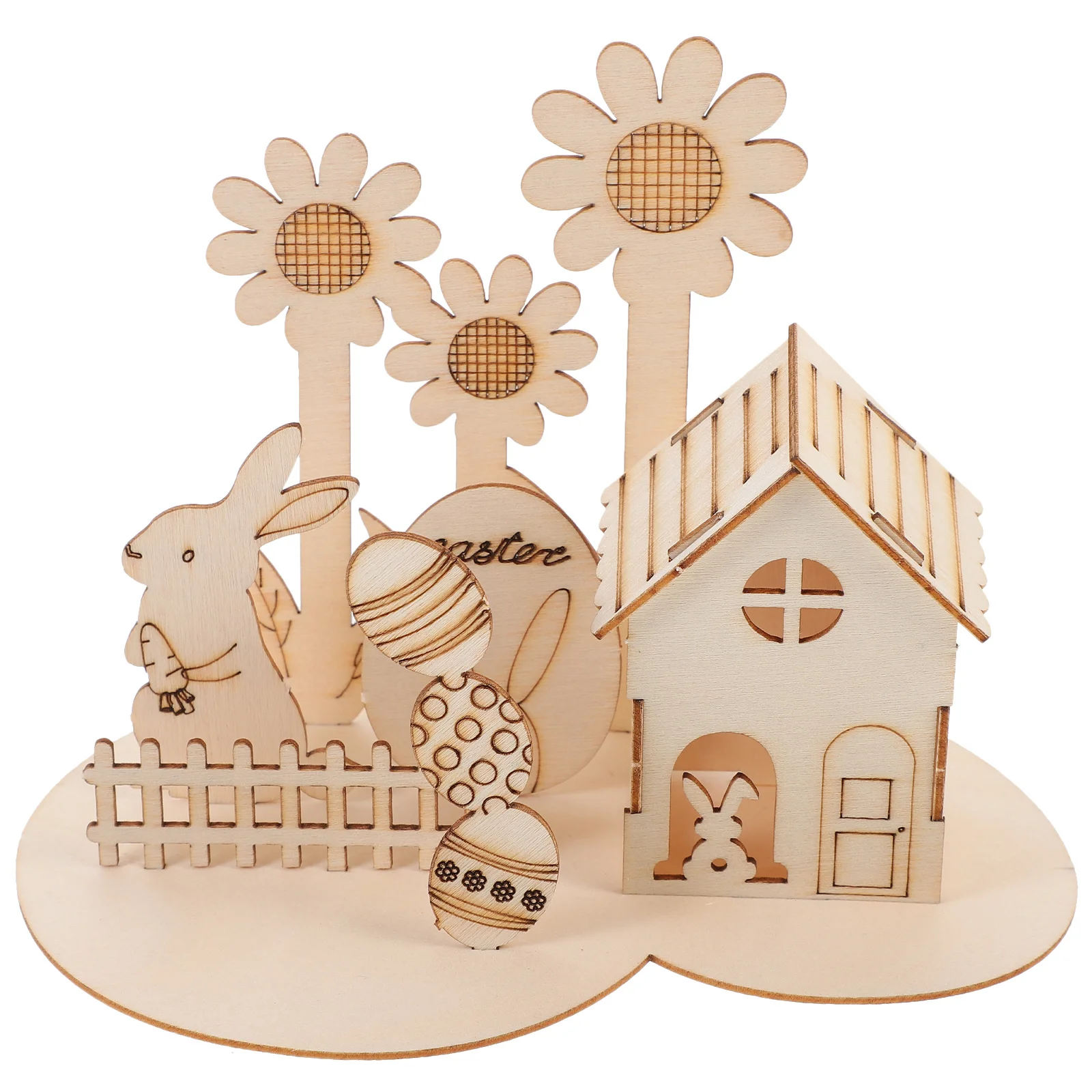 1Set Easter Egg Decoration 3D Wood Puzzle DIY Assembly Kids Learning Activity Educational Game for Children Toddlers