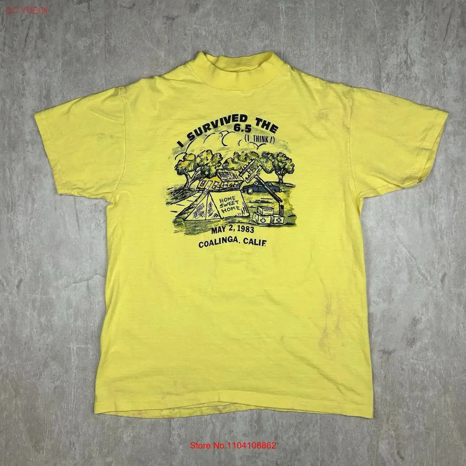 Vintage I Survived California Earthquake 1987 T Shirt Men s Size Unknown vintage Washed designer clothes Comfortable Stretched