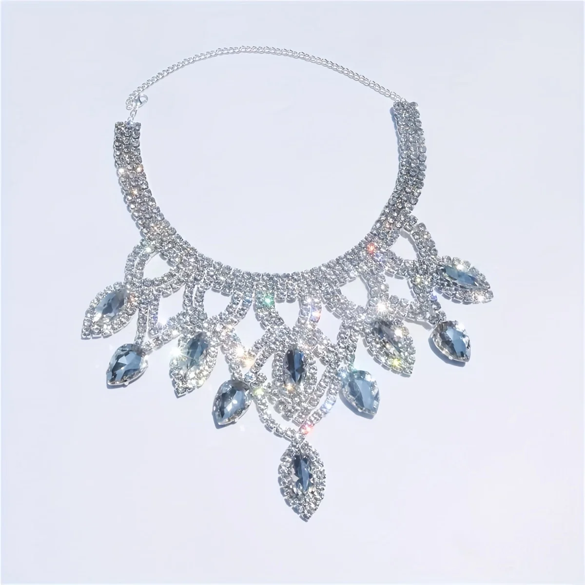 Sexy Shiny Droplet Rhinestone Necklace Fashion Exquisite Luxury Bridal Wedding Party Jewelry Necklace Accessories Versatile