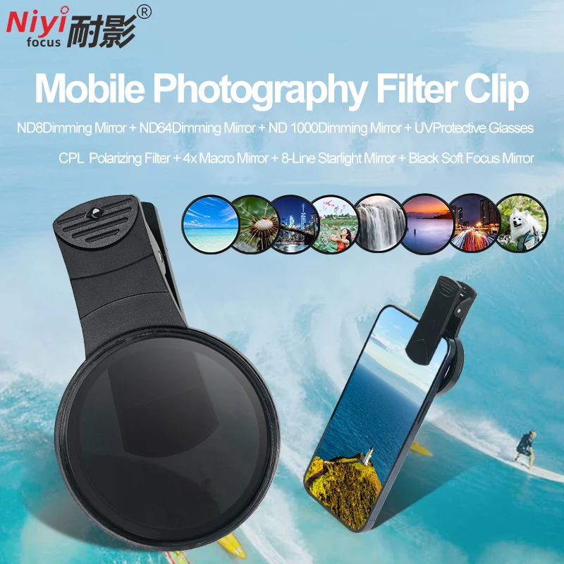 

37mm 52mm CPL ND Filter Phone Camera Lens Filter Clip Metal Wide Angle Hood for iPhone17 16 Huawei VIVO OPPO Canon Nikon DSLR