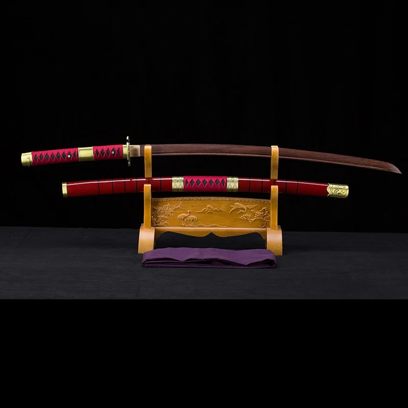 Espada Decorativa para el Hogar, Accesorios de Cosplay, Katana Sandai Kitetsu de Roronoa Zoro del Anime, Espada de Madera de Calidad, Detalles Metálicos de Aleación de Zinc