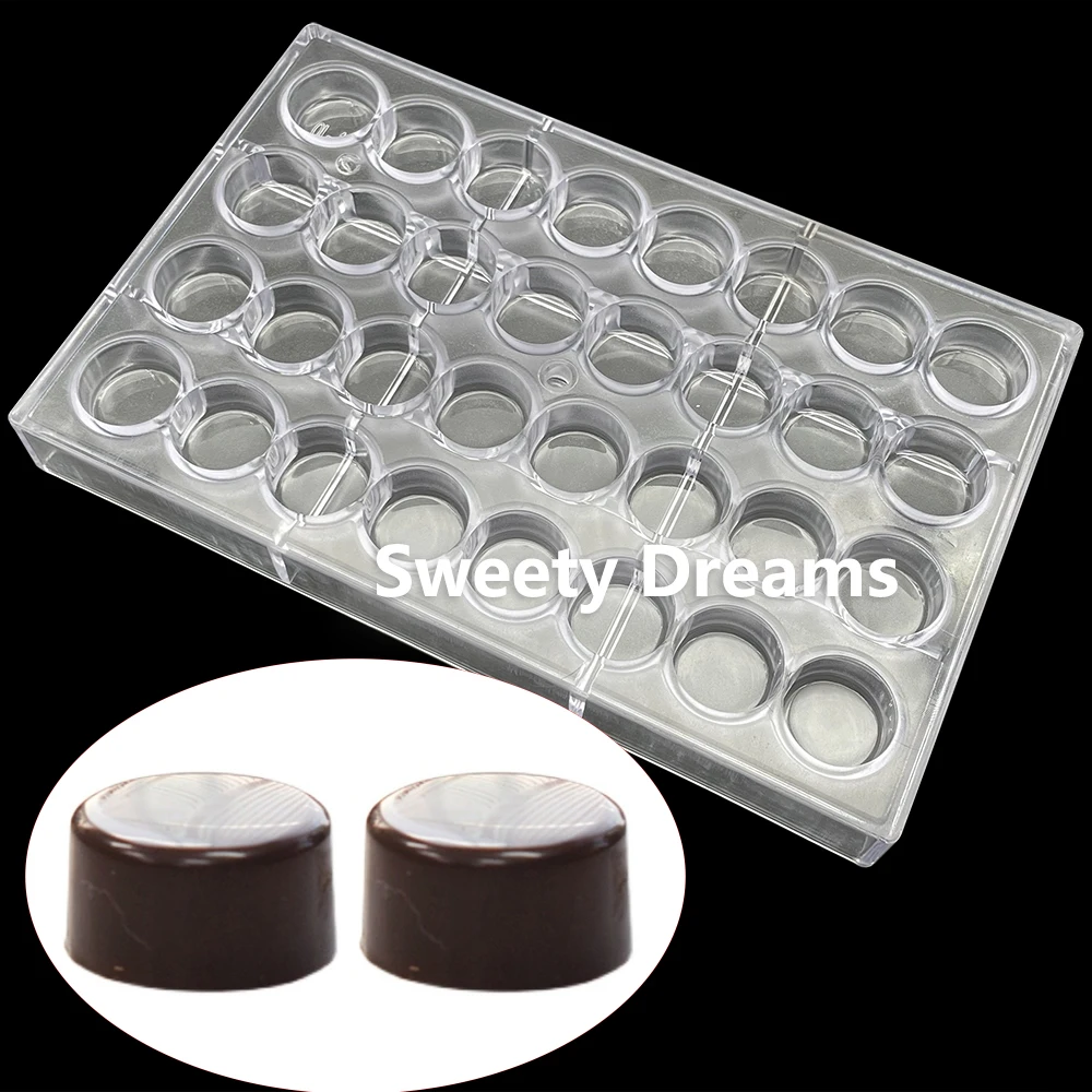 

32 Hole Round 3D Polycarbonate Chocolate Bars Mould Forms Cake Candy Mould Maker Bakeware Pastry Confectionery BakingTool