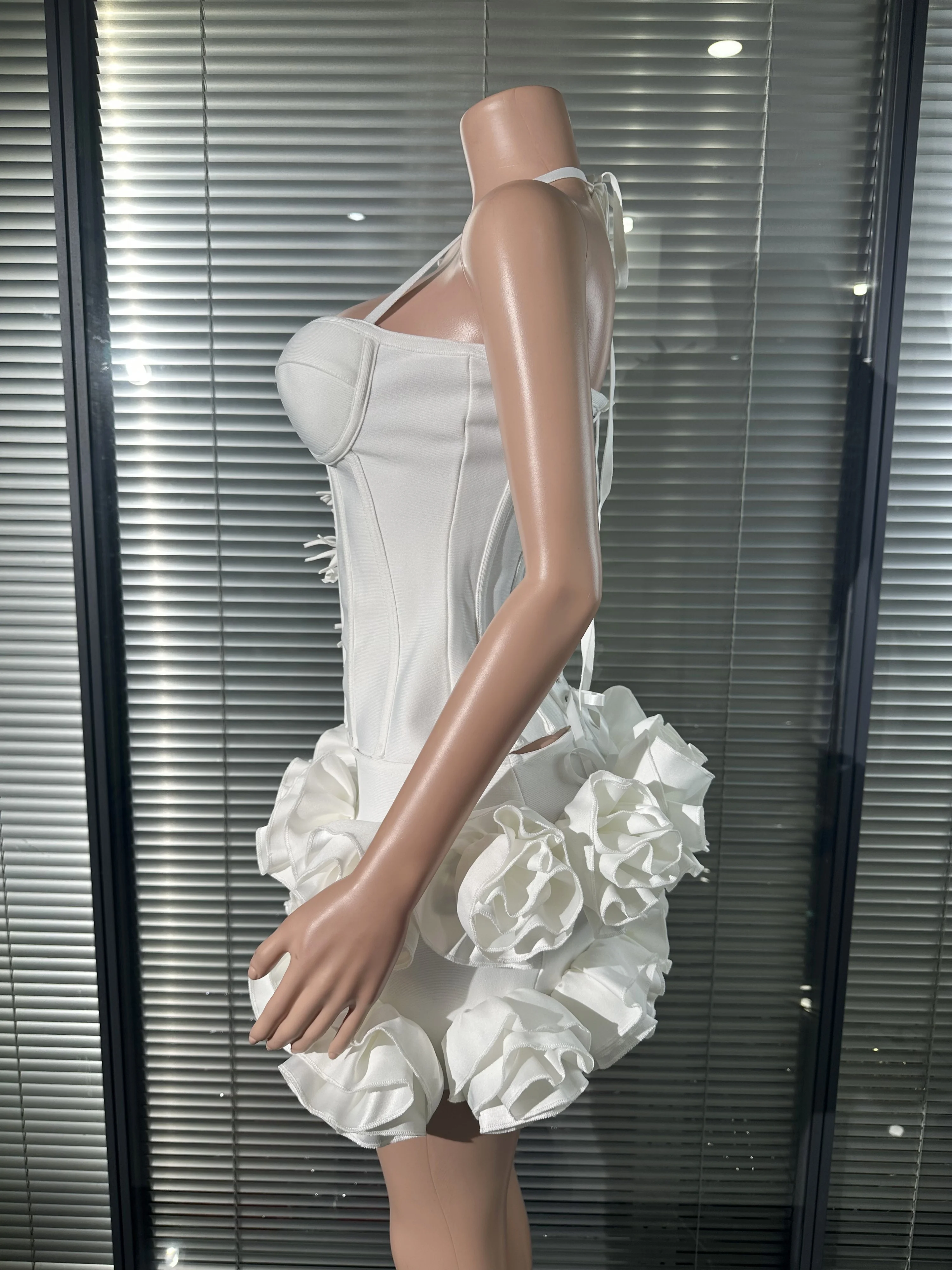 Vrouwen sexy strapless florlas 2-delige bodycon mini-bandagejurk nachtclub feest bruiloft zeemeermin outfit