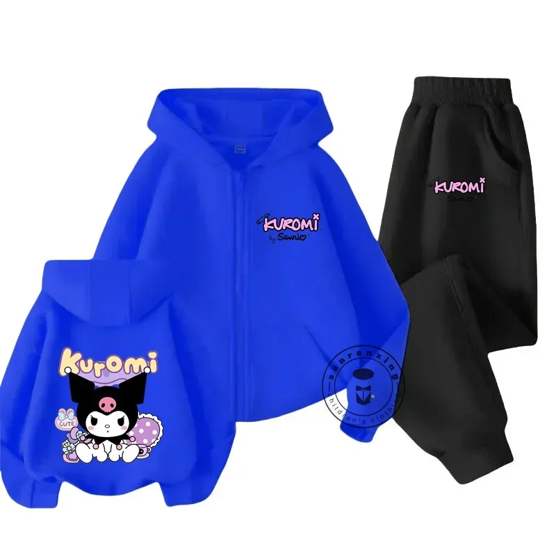 Kuromi Zipper Hoodies Set Girls Cinnamoroll Sweatshirt Autumn And Winter Long Sleeve Harajuku Pullovers Series Stich Casual