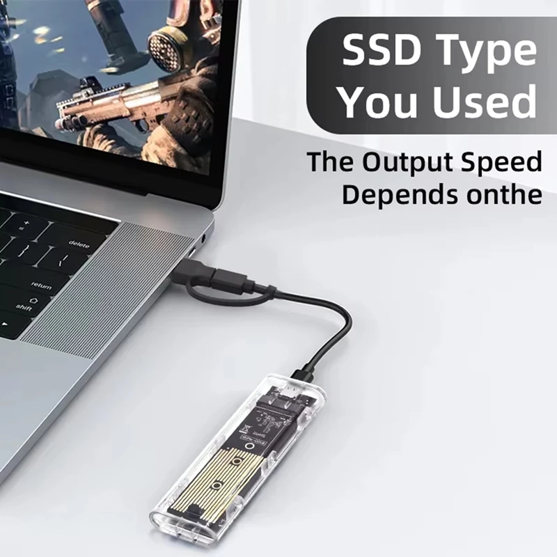 Laptop SSD Mobile Hard Drive Box Transparent M.2 SSD Box NVME Pcie M2 Hard Disk Case 10Gbps SATA Clear SSD Case