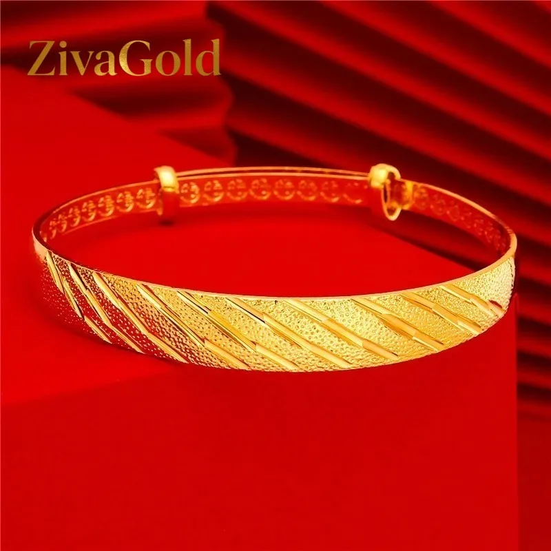 

ZivaGold 24K genuine bracelet 9999 pure high-end push-pull adjustable women's frosted bracelet jewelry