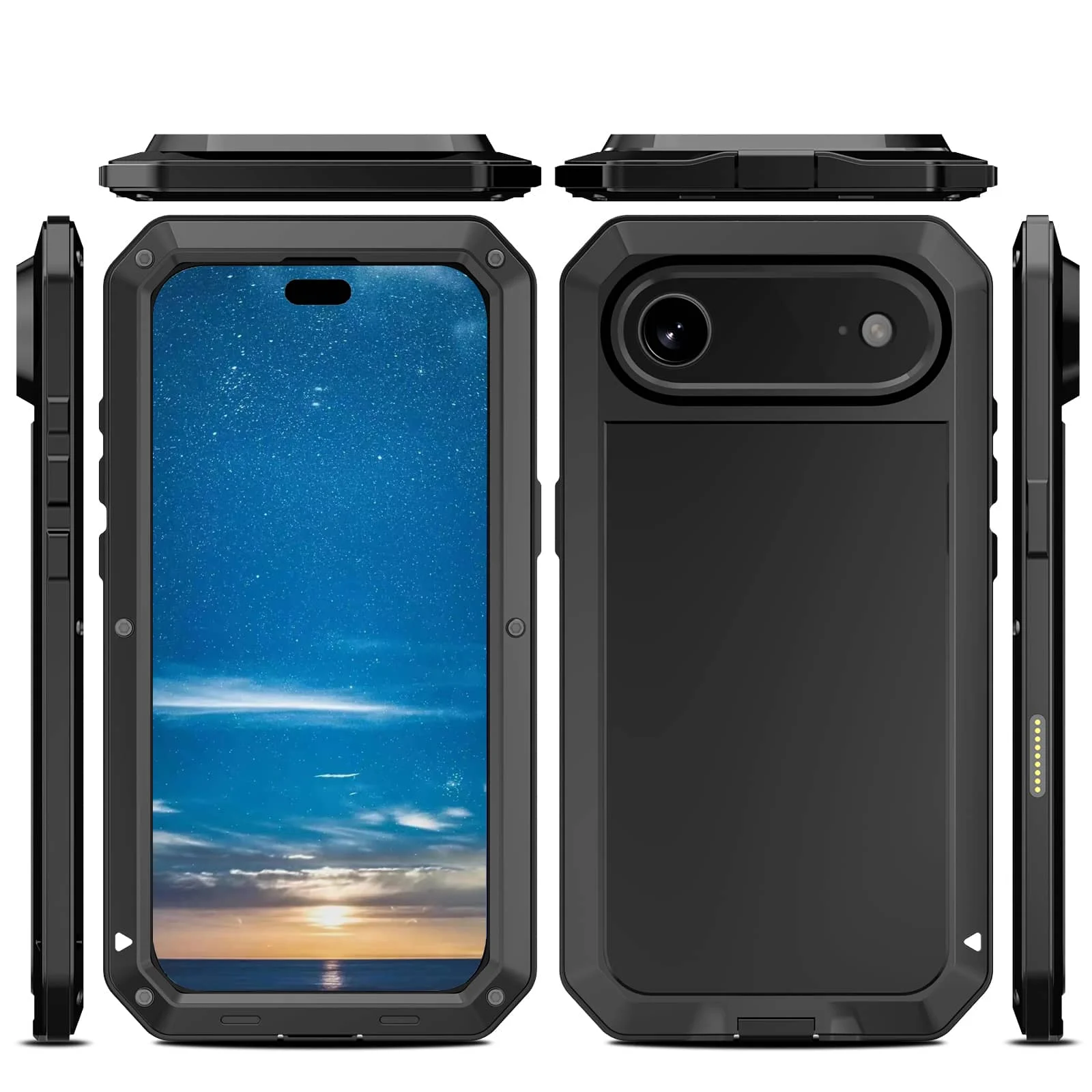 

for iPhone Air 17 Pro Max 17 Pro 17 Metal Case, Heavy Duty Shockproof Tough Rugged Case with Built-in Glass Screen Protector