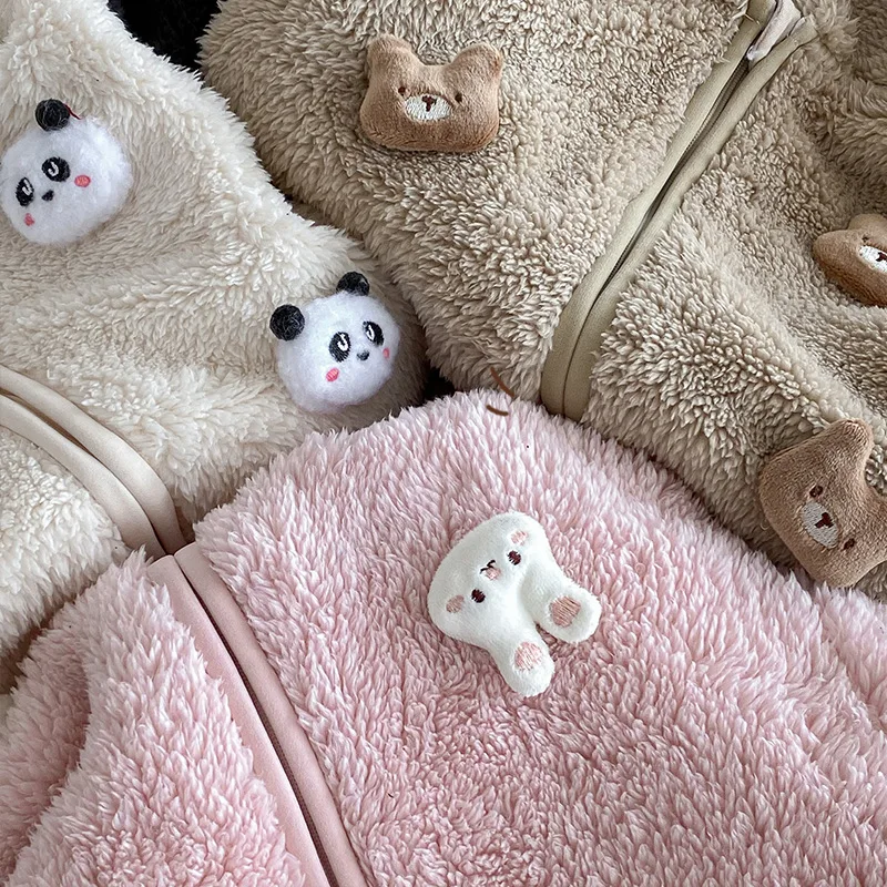 Children's Double-sided Velvet Jacket 2025 New Winter Girls' Super Cute Thick Jacket Boys Hooded Doll Fur Sweater