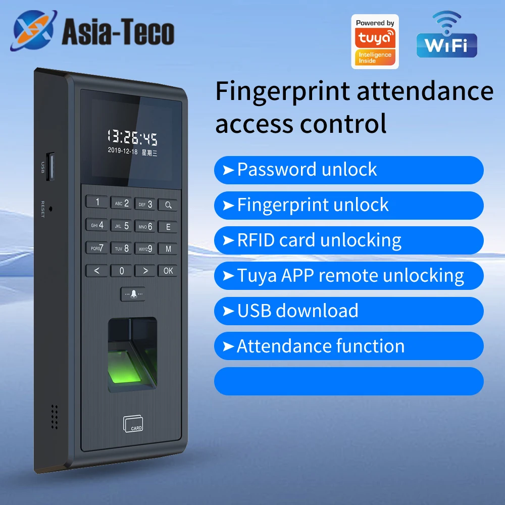 Wifi work with tuya app  Access Control Attendance Machine Fingerprint Recognition Password Recognition U disk  Records Export