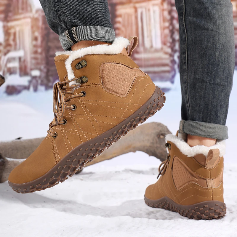 تنفس المشي حذاء للسير مسافات طويلة مريحة أحذية رياضية كاجوال شتاء دافئ الرجال الأحذية القطنية في الهواء الطلق واسعة تو حافي القدمين الثلوج الأحذية