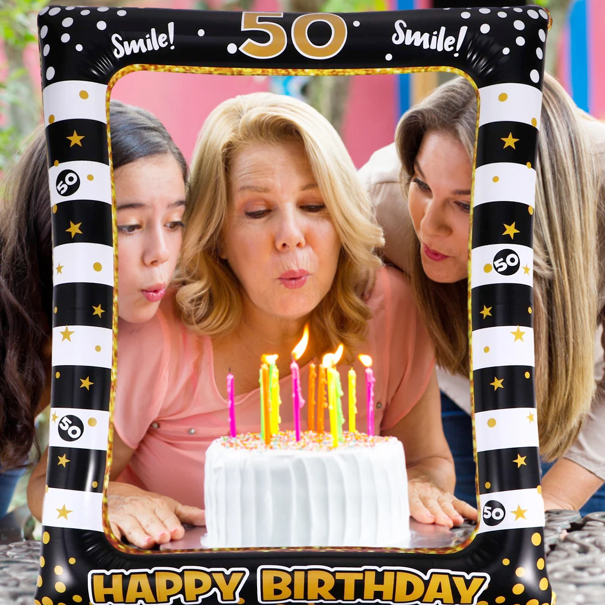 

Birthday Photo Frame Prop Inflatable Selfie Party Props Photobooth First Picture