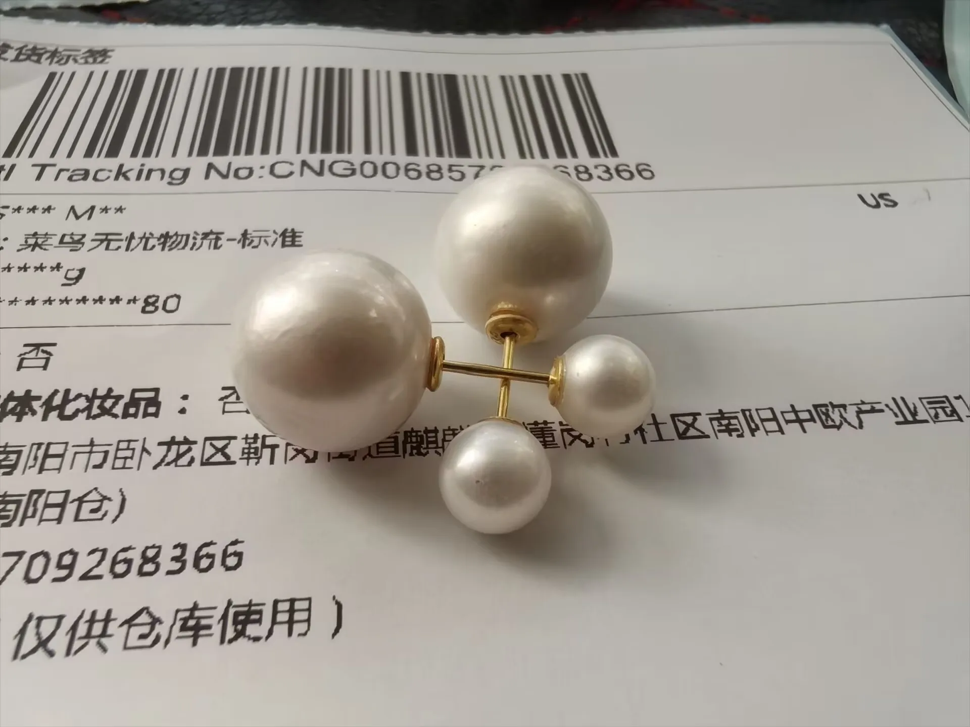 Double sided pearl earrings AAAA7-8+12-13mm 9-10+12-13mm real shot natural South  Sea white round pearl earrings 925s