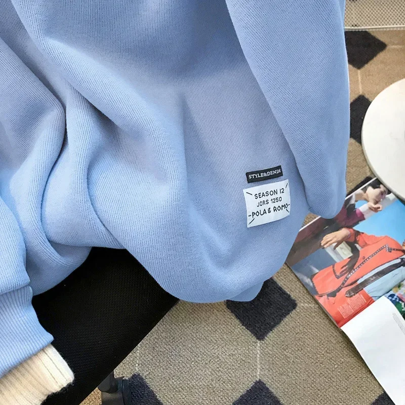 2025 Autumn Winter New Women's Plush Thickened Round Neck Sweater Women's Fake Two Piece Long Sleeve Temperament Y2k Loose Tops