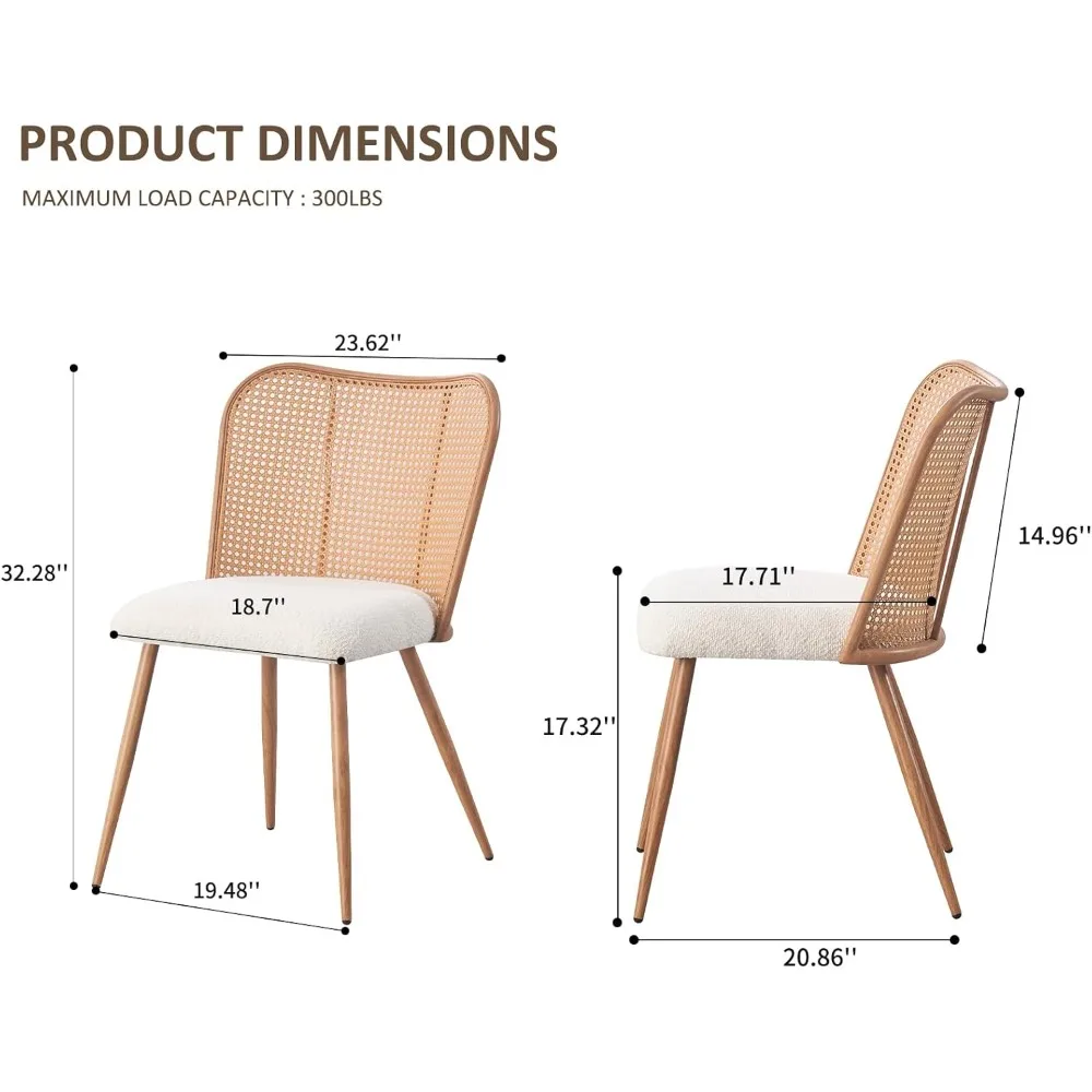 Moderne Rattan-Esszimmerstühle aus der Mitte des Jahrhunderts, 4er-Set, Akzentstühle mit Schmetterlingsrückenlehne, solide Metallbeine für das Esszimmer in der Küche