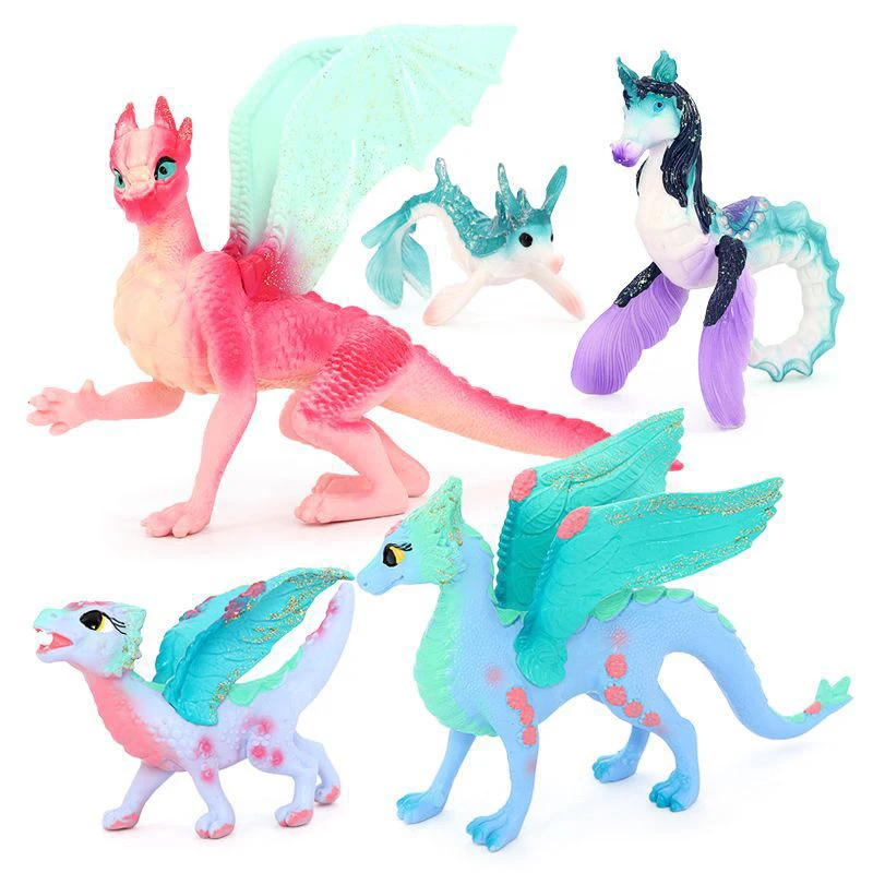 New Hot Mini Anime Figures Myth World Dragon Toy Figurine Firehawk Cute Elf Dinosaur Animal ABS Action Figure Children Toys Gift