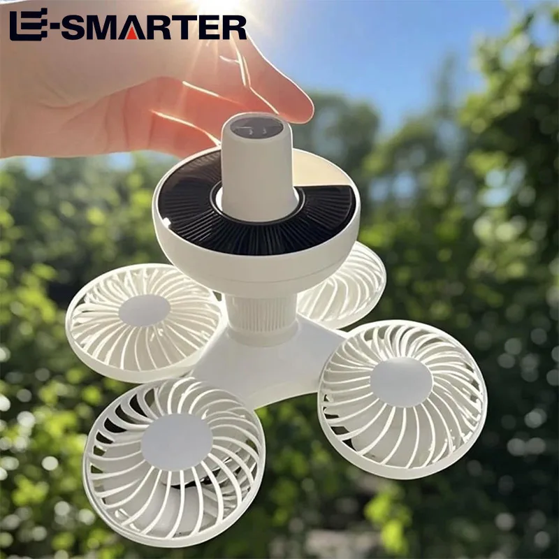 Solar Powered Football Fan Light - Outdoor Led Bubble Camping Fan Light - Rechargeable Wall Mounted Fan Light