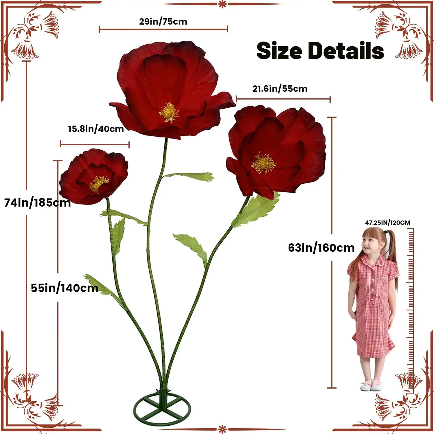 Giant Flowers For Decoration - 3Pcs Large Flowers For Backdrop Home Decor Paper Flowers Artificial Realistic Faux Flower For Liv