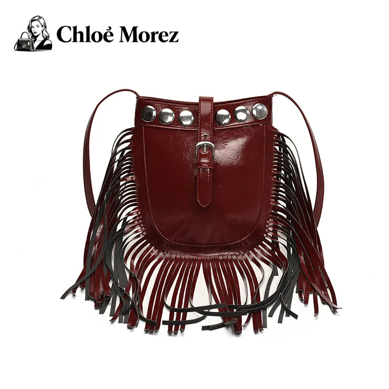

Tassel shoulder bag, personalized rivet crossbody small square bag