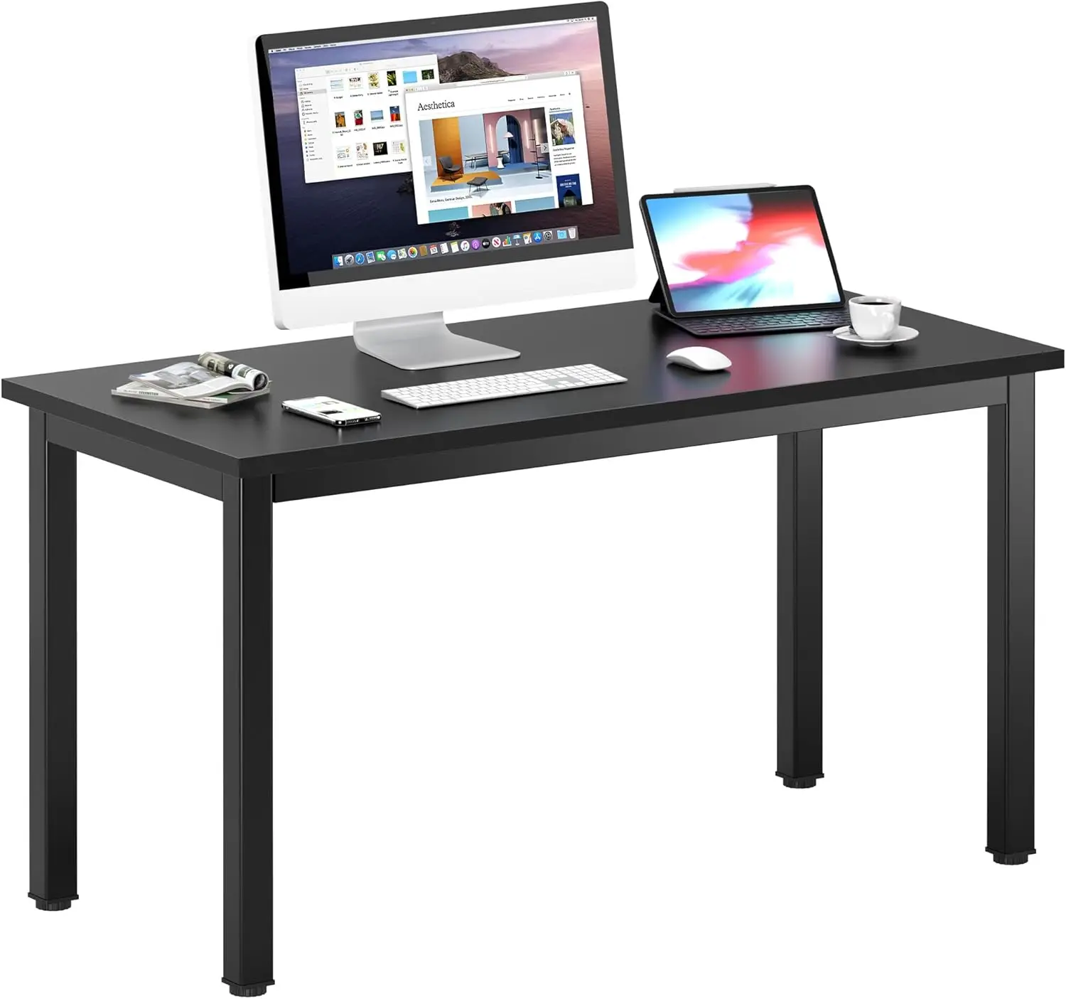 

47 inches Medium Computer Desk, Decent and Steady Home Office Desk BS1-120BB Black Walnut and Black Legs, 1 Pack