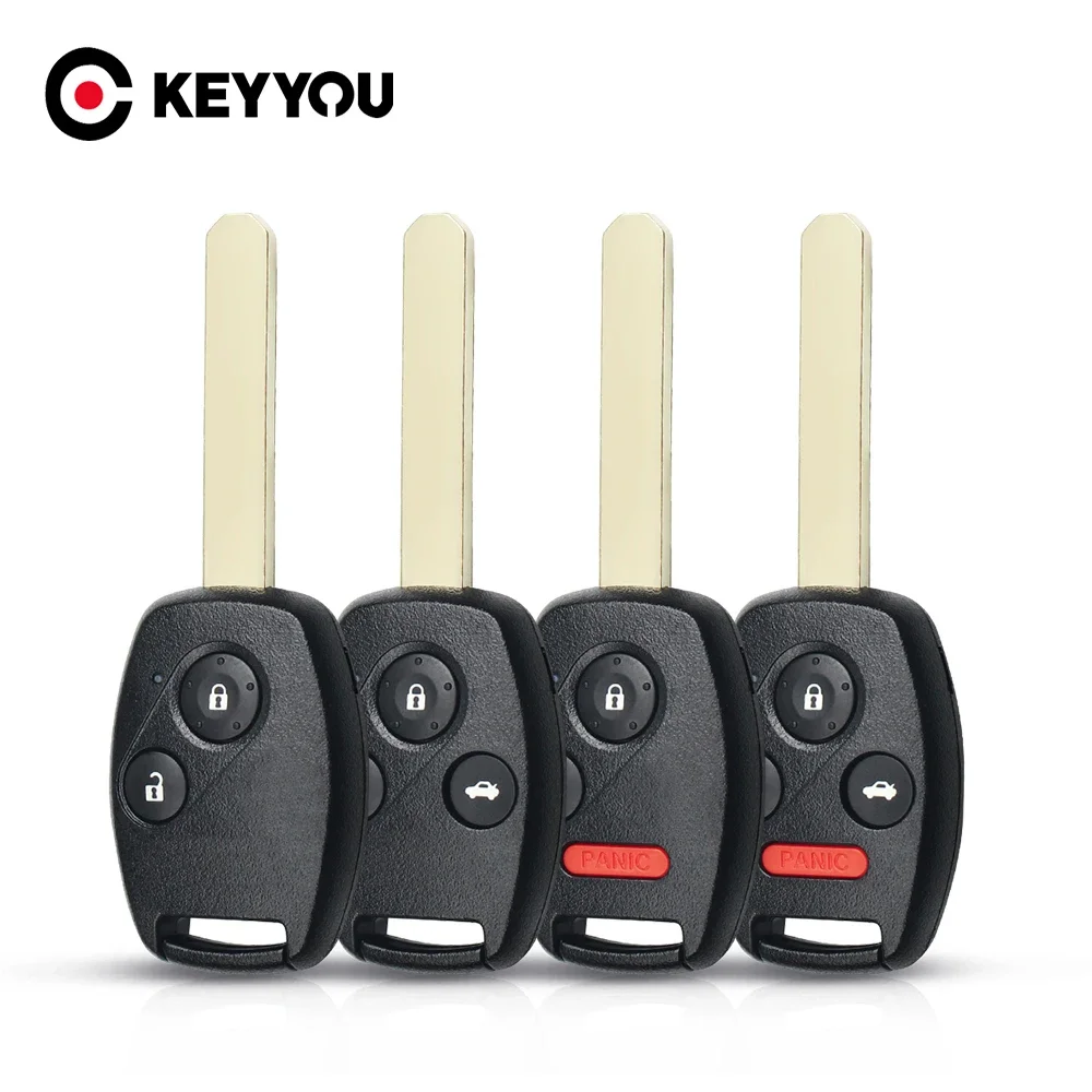 KEYYOU 2 Buttons Car Remote Key Case Shell Fob For Honda Accord Civic CRV Pilot