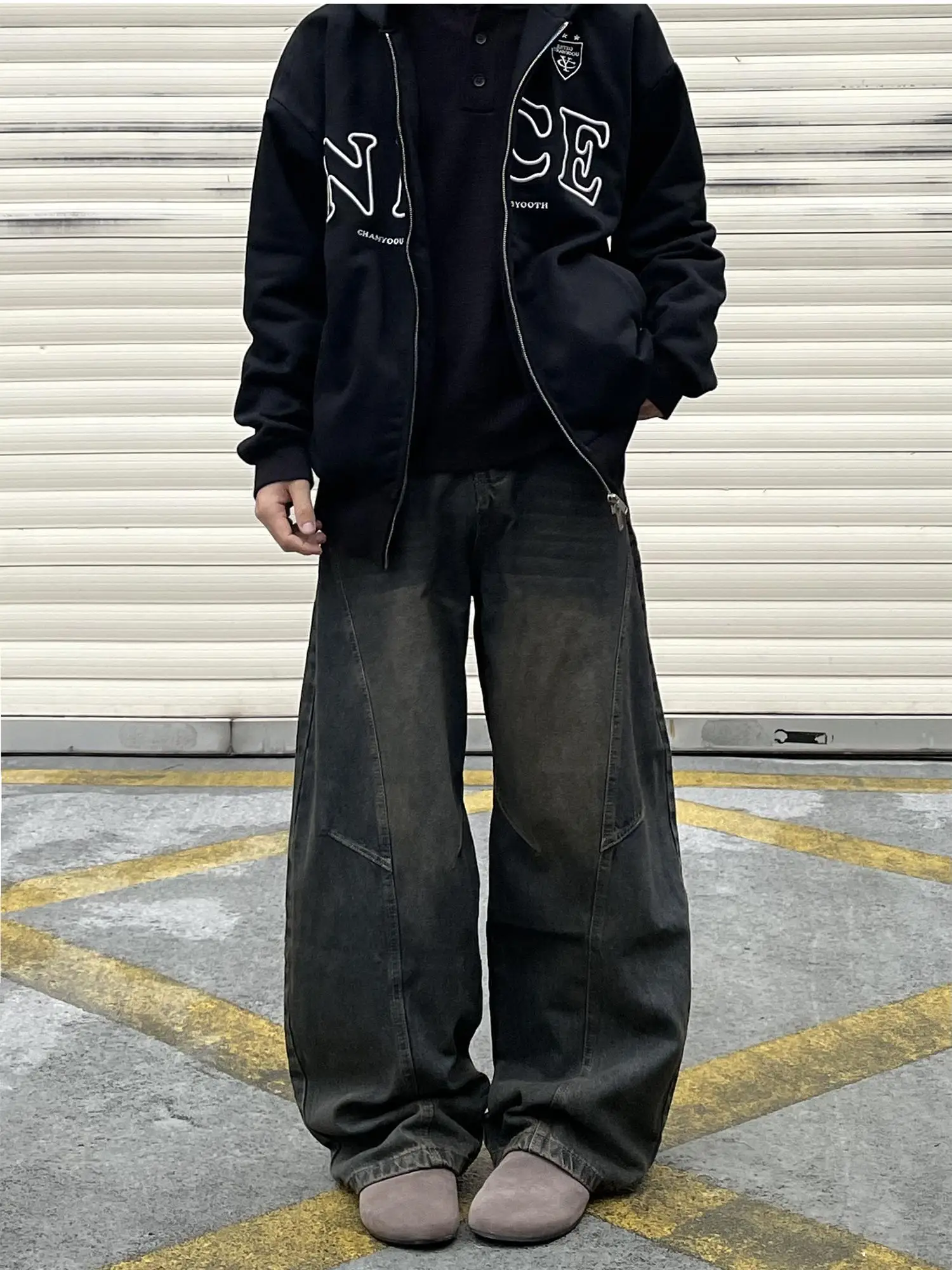 

Американские ретро-джинсы с пэчворком, плотные, деконструированные, мужские, свободные, широкие штанины, повседневные, Cleanfit, длинные брюки, джинсы для мальчиков