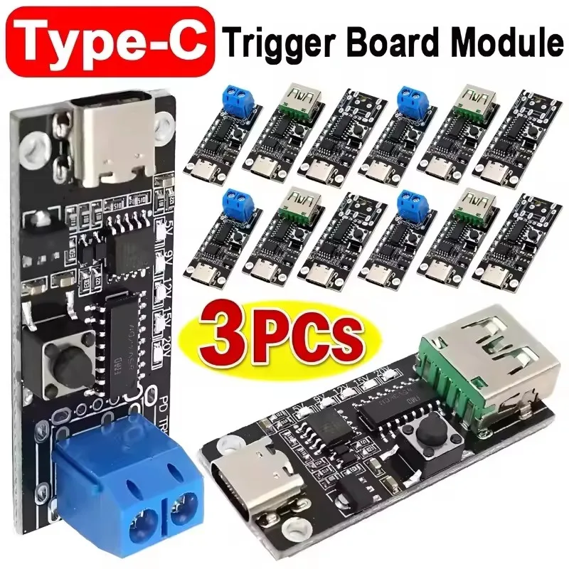100W 5A USB-C Fast Charge Trigger Board Module PD QC DC 5V 9V 12V 20V Adjustable Voltage Power Trigger Module TypeC Female Input