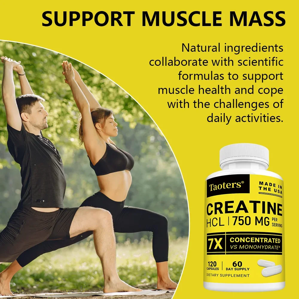 HCL Creatine Supplement, Enhances Focus, Strength, and Endurance, Suitable for Both Men and Women, Gluten-free, Non-GMO