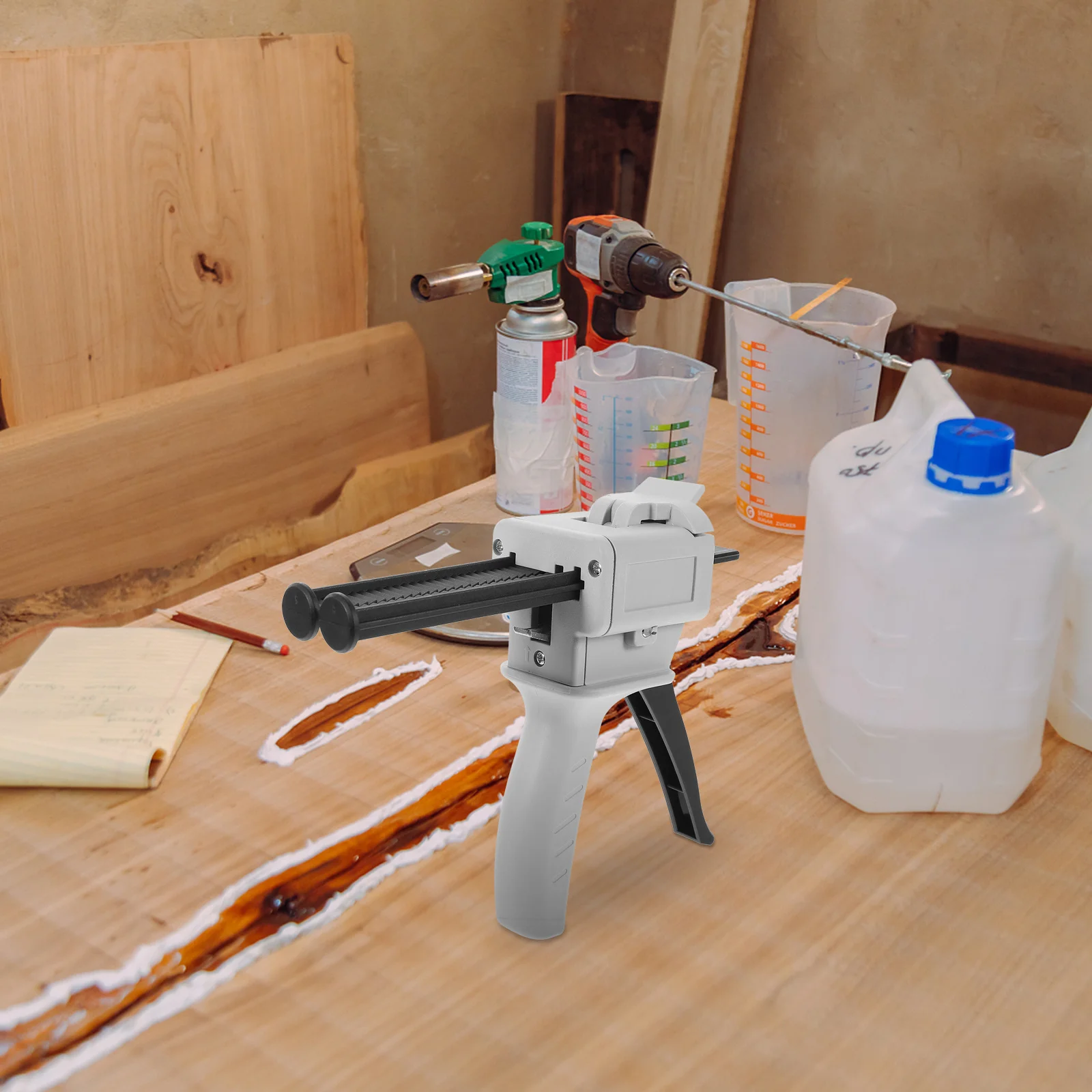 1 قطعة مجموعة موزع 50 مللي 1:1 نسبة غراء الايبوكسي عملية يدوية أدوات توزيع خلط البلاستيك المتين لتطبيق لاصق