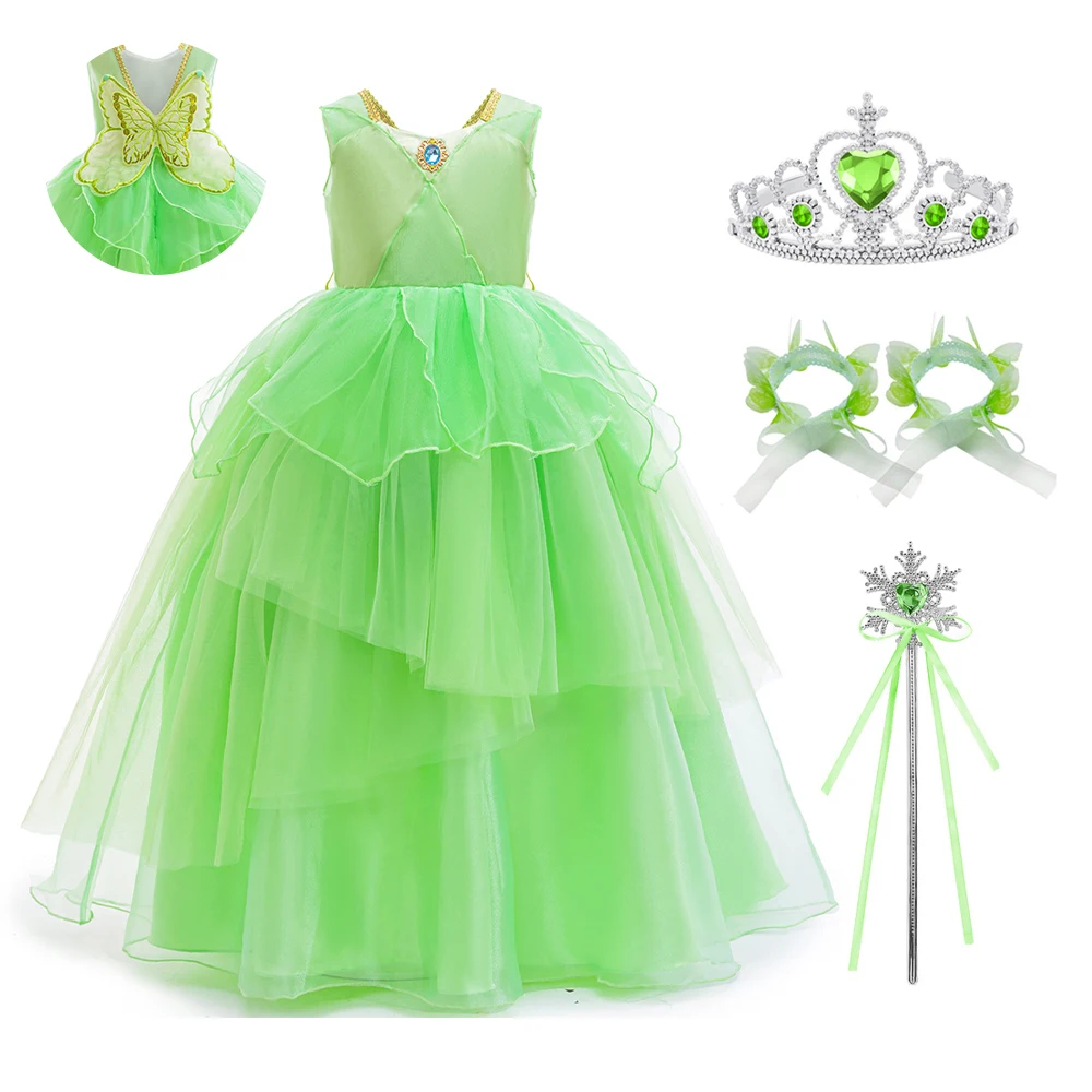 Elegant Flowers Girls Dress For Wedding Kid Girls Tale Fairy Elf Princess Cosplay Dress Children's Easter Birthday Party Costume