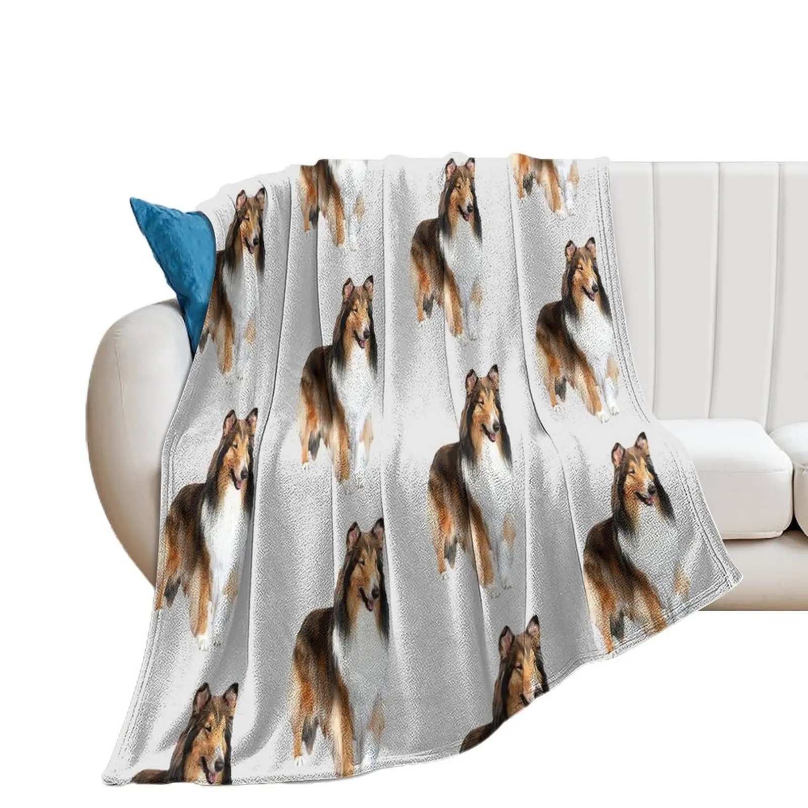 Rough Collie Stunning Look! Throw Blanket Stuffeds Plaid on the sofa halloween Retros Blankets