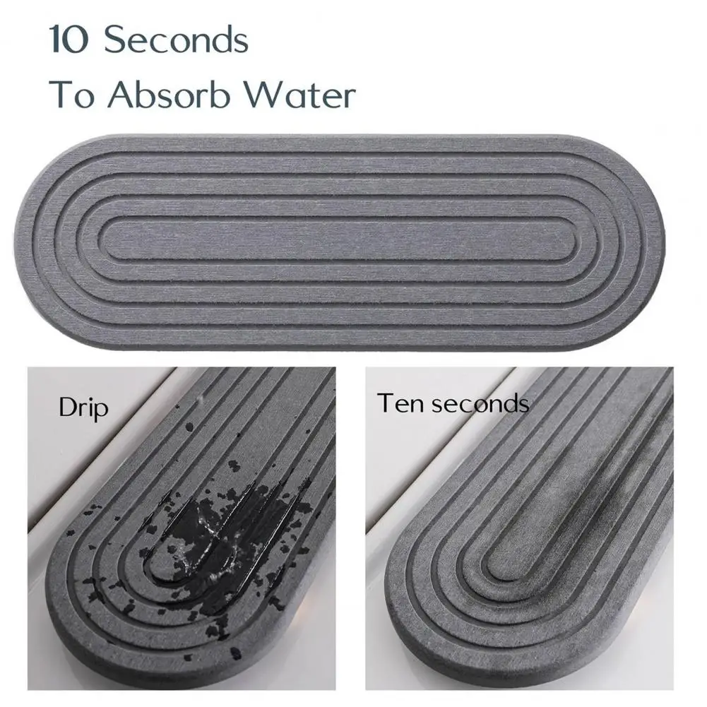 Water Absorbing Stone Tray for Sink Diatomaceous Earth Sink Mat Anti-slip Kitchen Sink Mat with Leak-proof Groove Quick Drying