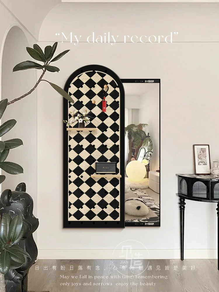 French medieval style hidden full-body mirror decorative painting entrance retro hanging painting creative