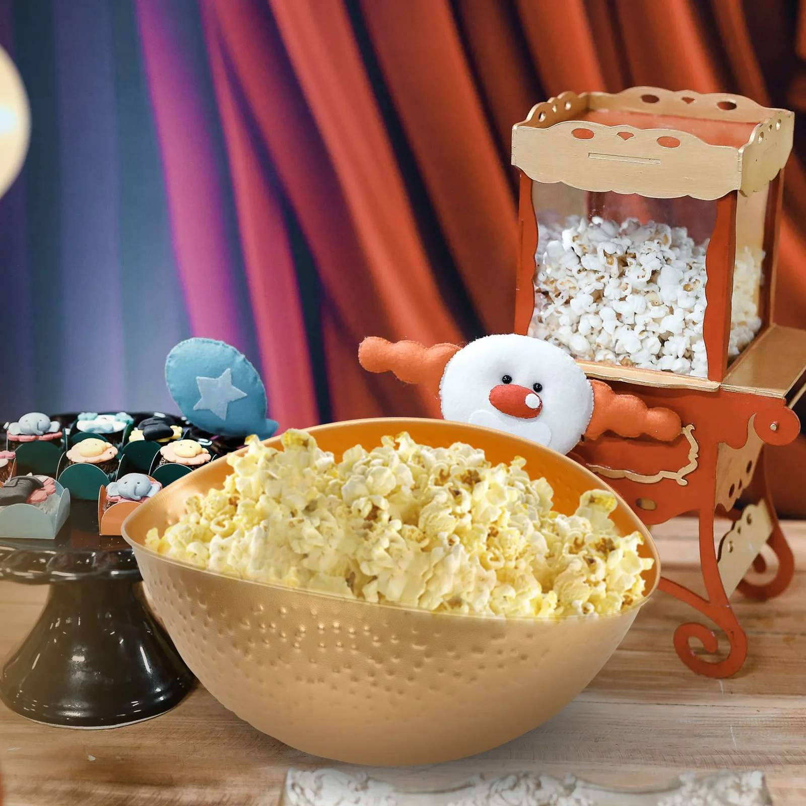 

1pc Golden Storage Bucket Lightweight Creative Design Party Accessory Decorative Popcorn Container For Birthday Holiday