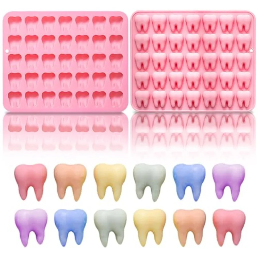 

Tooth Silicone Mold Teeth Mold 3D Novelty Ice Cube Tray Chocolate Candy Dessert Jello Mold Mini Soap Making Mould Cake Baking P