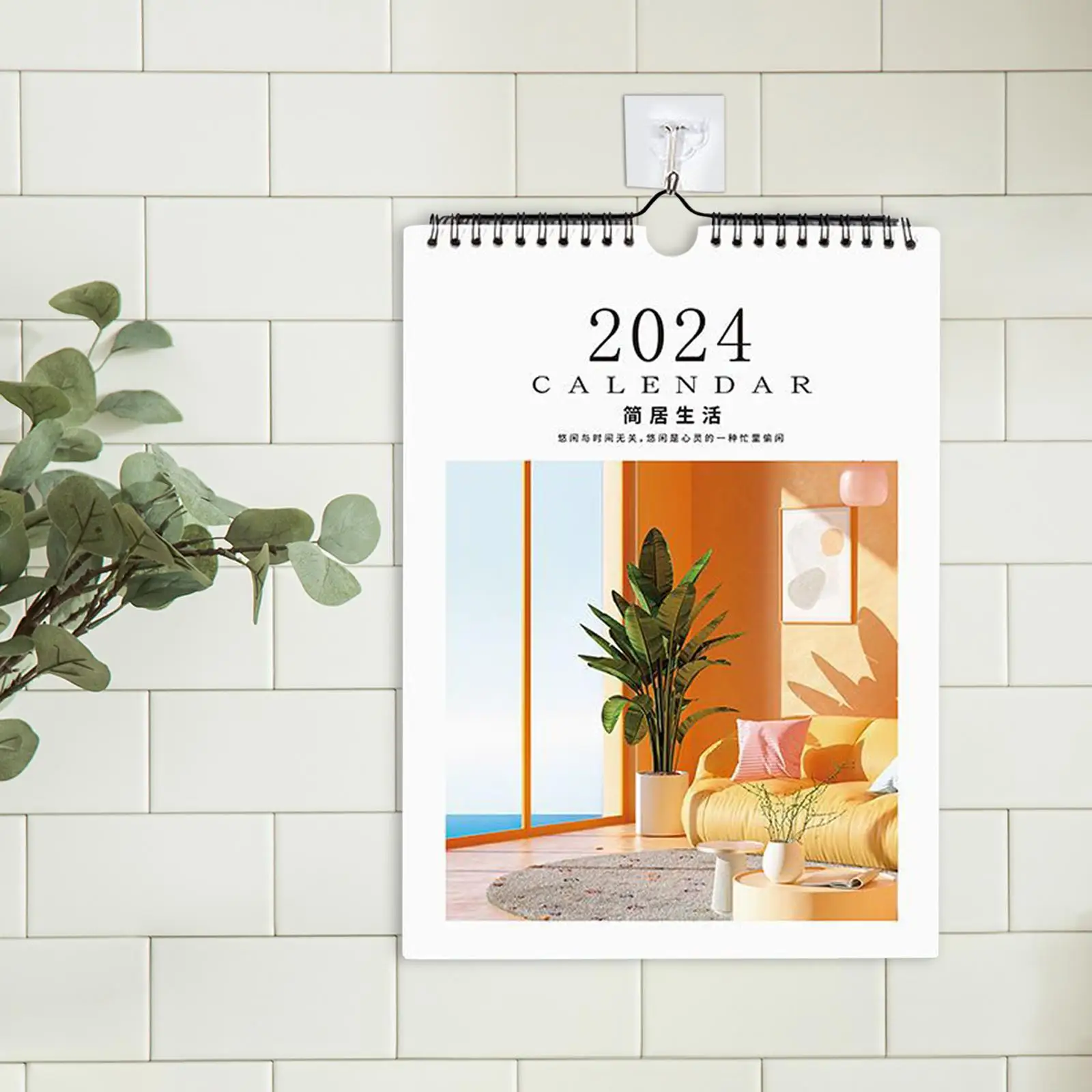 Calendario de pared de bobina para oficina, ahorro de espacio, vacaciones de Año Nuevo