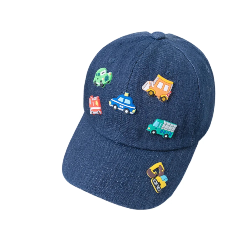 

Casual Cartoon Children Sports Hats Denim Vehicles Pattern Baseball Caps Comfortable INS Baby Sun Visor Hat School Use