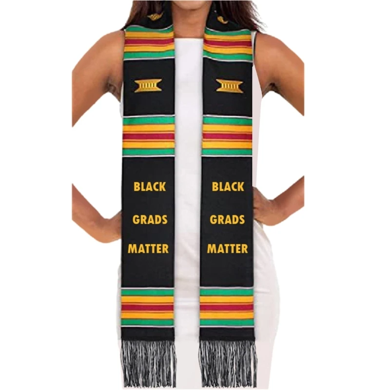 Colorful Stripes Black Graduation Sash Stole Photo Props for Valedictorian DropShipping