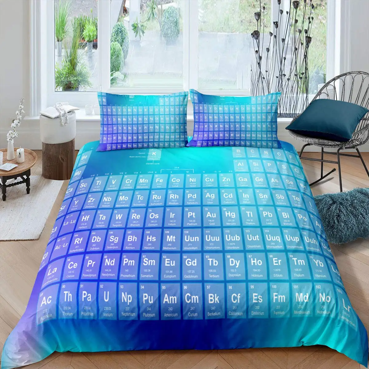 

Science Duvet Cover Periodic Table Of Elements Bedding Sets Chemistry Lovers Learning Image Polyester Bedding Set Blue Purple