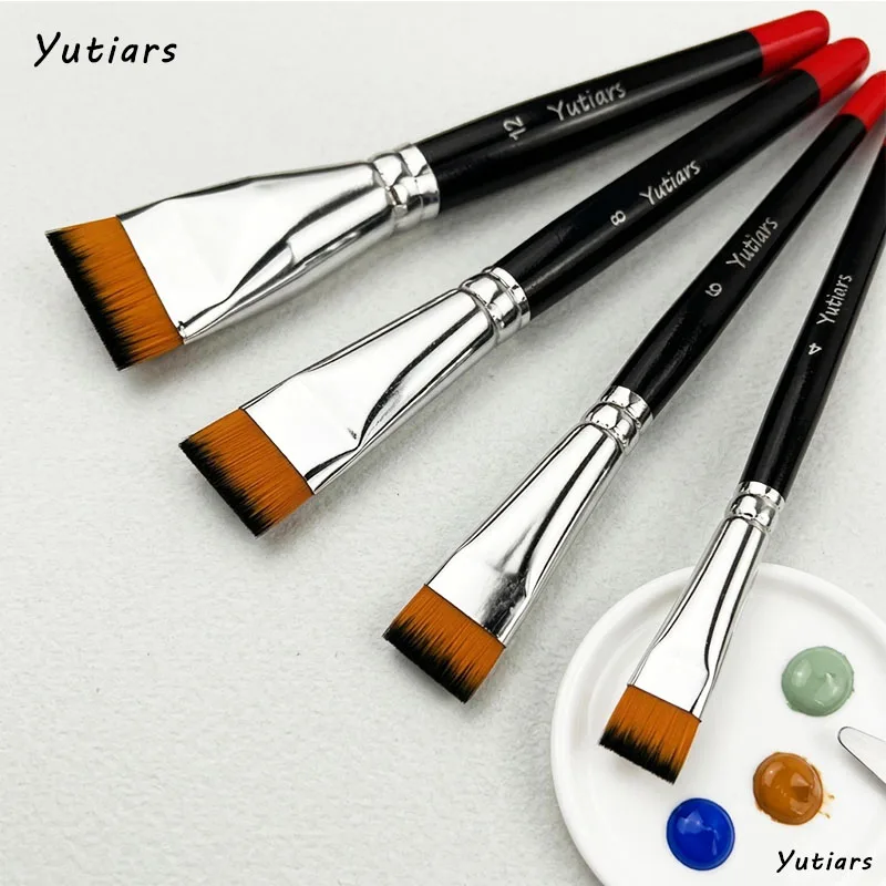 Yutiars 4Pcs Artist Paint Brush Set Professional Anti-Shedding Tips Paintbrushes For Acrylic Oil Watercolor Painting Lacquerware