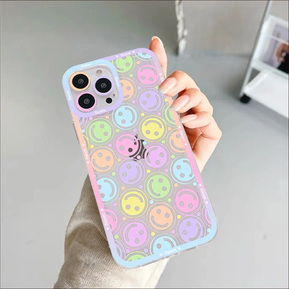 Cute Cartoon Smile Flower Phone Case Phone Case For iPhone 14 13 12 11 Pro Max Mini X Xs XR 6 7 8 Plus SE 2020 Transparent Case