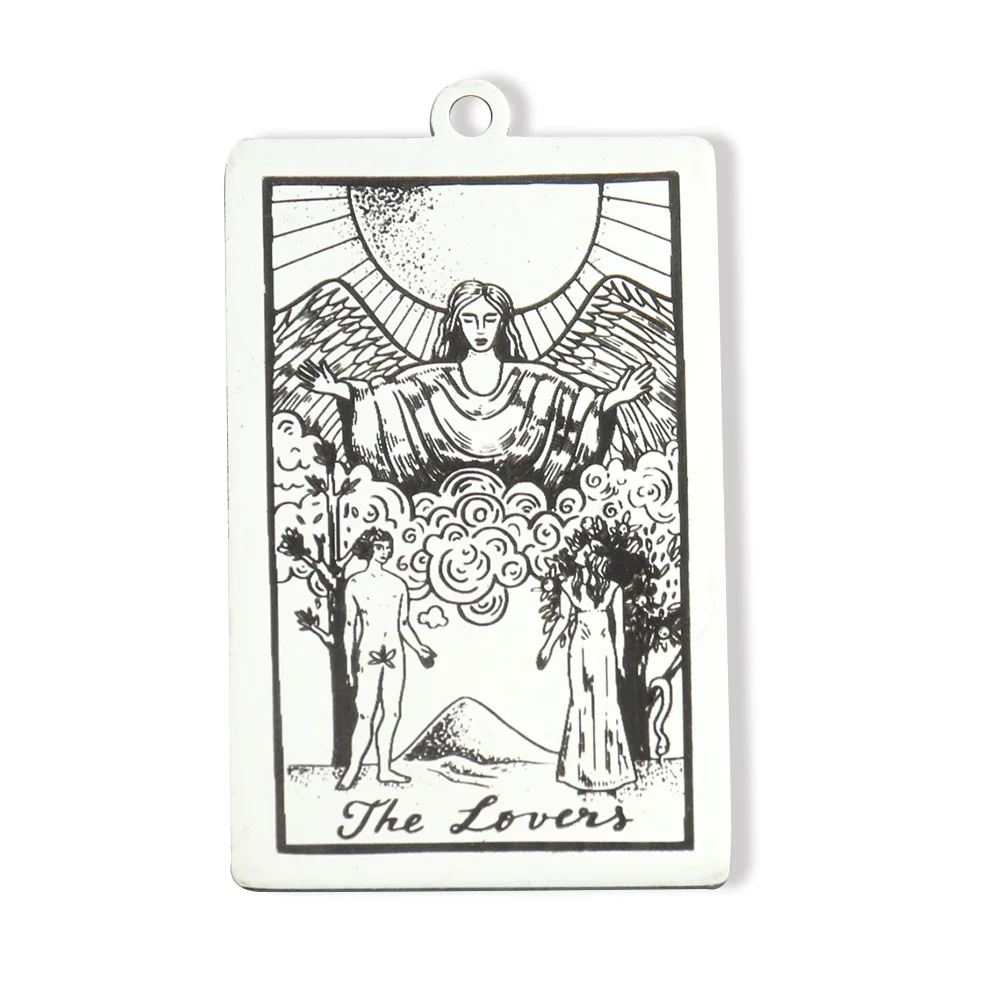 1pc Stainless Steel Tarot Pendant DogTag Major Arcana Joy The Sun Wheel of Fortune Lover Necklace Amulet DIY Jewelry Making Part