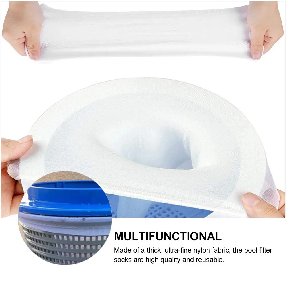 

6Pcs Ultra-Fine Nylon Mesh Pool Skimmer Socks Strong Elastic Swimming Pool Strainer Basket Filters Cleaner