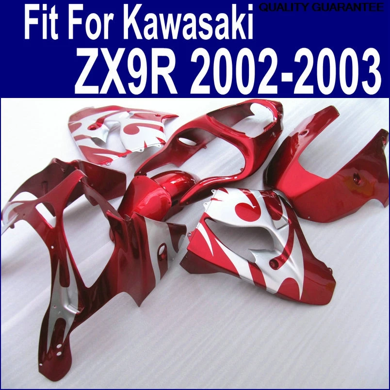 

Motorcycle fairing kit for Kawasaki ZX9R 02 03 red silver bodywork fairings set ZX9R 2002 2003 EO26