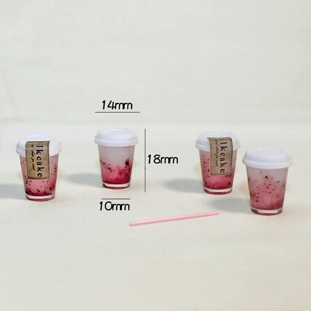 1Pcs 1/12 Dollhouse Miniature Accessories Mini Resin Milk Cake Drink Cup Model Drinks Toy for Doll House Decoration ob11