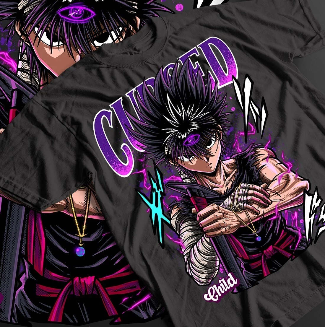 

Двумерная классическая новая футболка с аниме Anime Manga Hiei Kuwabara Kurama Yusuke, футболка унисекс, подарочная рубашка