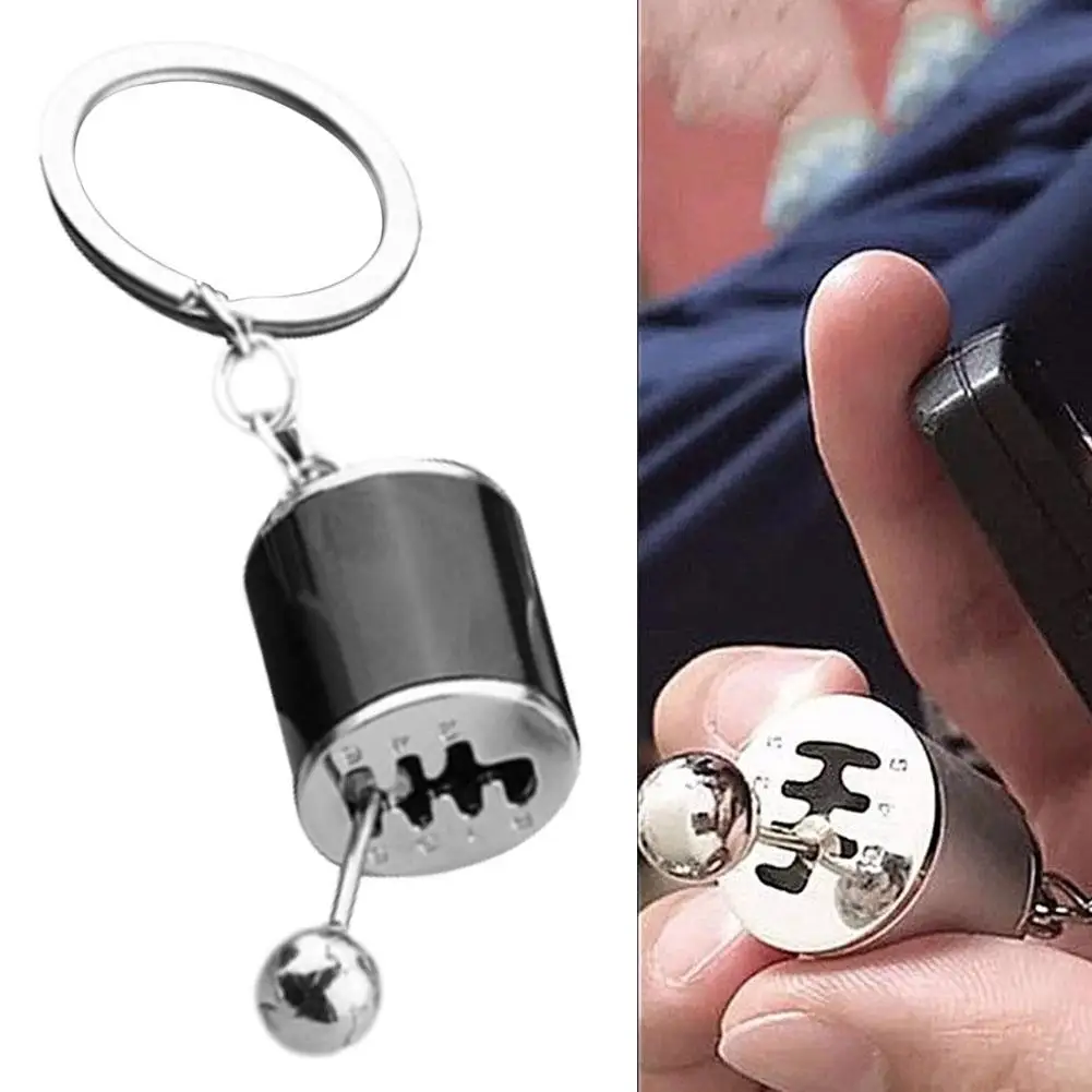 6 Speed Manual Transmission Gear Shift Keychain Fidget Toy Shifter Car Pendant Zinc Alloy Metal Keyring Racing Style Man Gift
